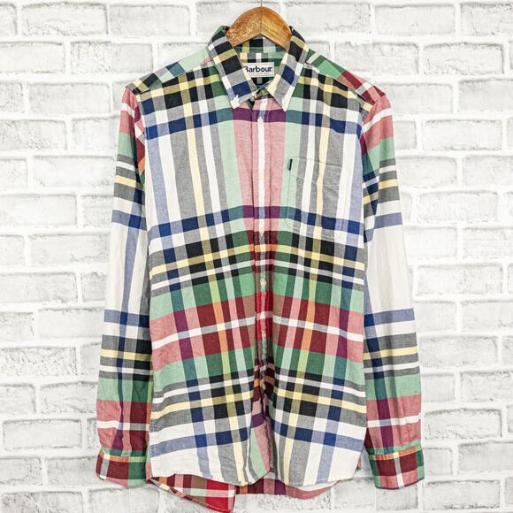 Barbour Button Down Shirt Long Sleeve multi color Plaid Tailored Fit small - Picture 1 of 7
